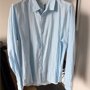 Onia Light Blue Casual Button Down Linen Shirt